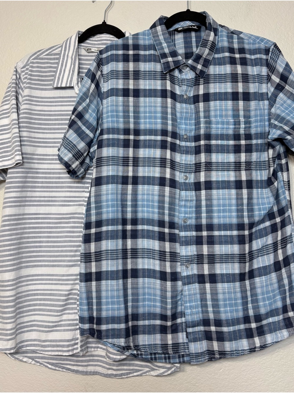 Lot Bundle Men's Travis‎ Matthew Blue Plaid Gray Stripe SS Button-Down Shirts L